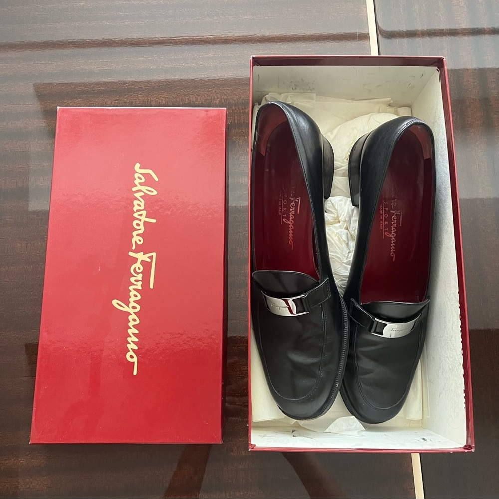 Salvatore Ferragamo Black Loafers with Box